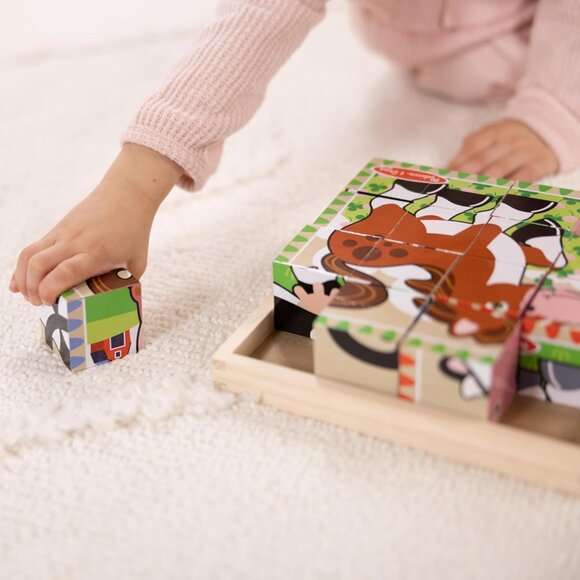 3/$77❤️Melissa & Doug Animal Farm Wooden Cube Puzzle with Storage Tray 6-in-1 - Picture 7 of 11